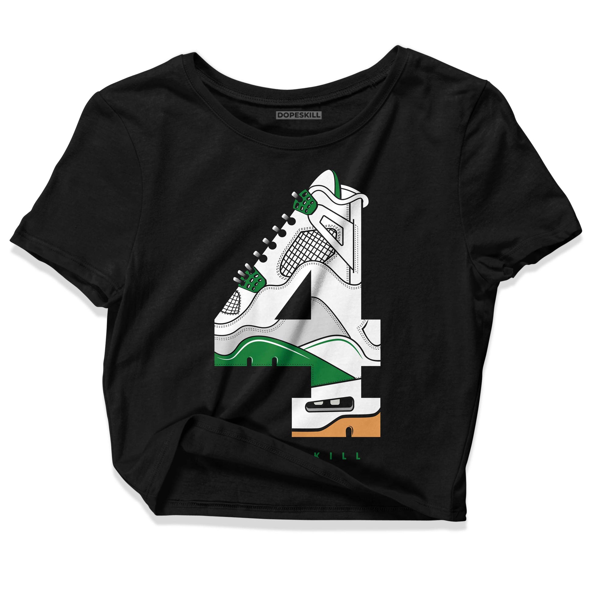 Nike SB x Jordan 4 “Pine Green” DopeSkill Women's Crop Top No.4 Graphic Streetwear - Black