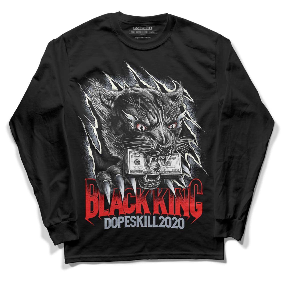 Jordan 3 Retro White Cement Reimagined DopeSkill Long Sleeve T-Shirt Black King Graphic Streetwear - Black