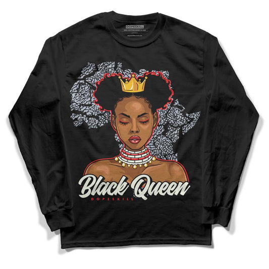 Jordan 3 Retro White Cement Reimagined DopeSkill Long Sleeve T-Shirt Black Queen Graphic Streetwear - Black