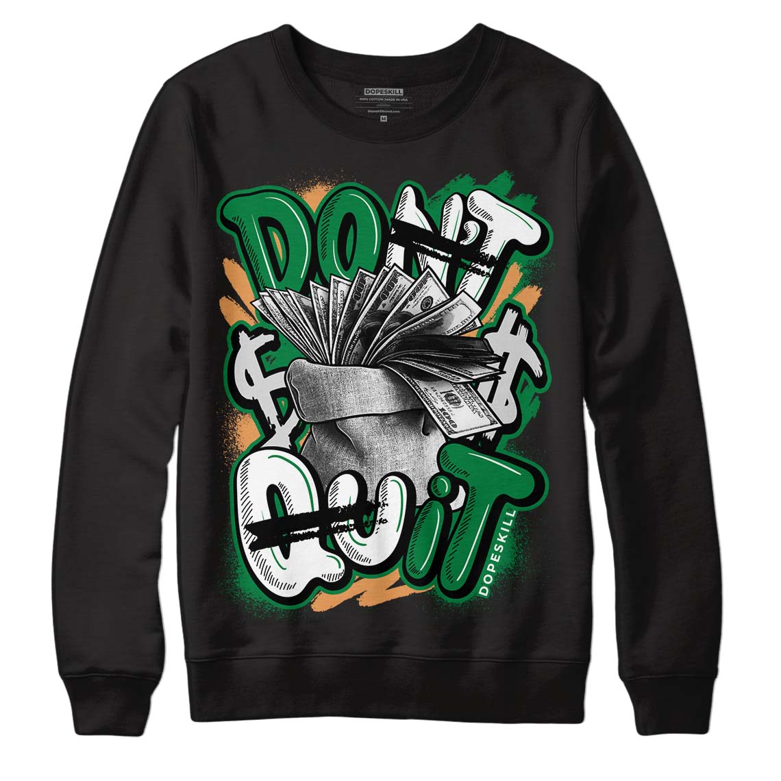 Nike SB x Jordan 4 “Pine Green” DopeSkill Sweatshirt Don't Quit Graphic Streetwear - Black