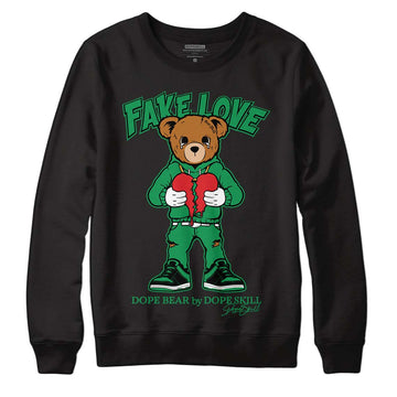 Jordan 1 Low Lucky Green DopeSkill Sweatshirt Fake Love Graphic Streetwear - Black