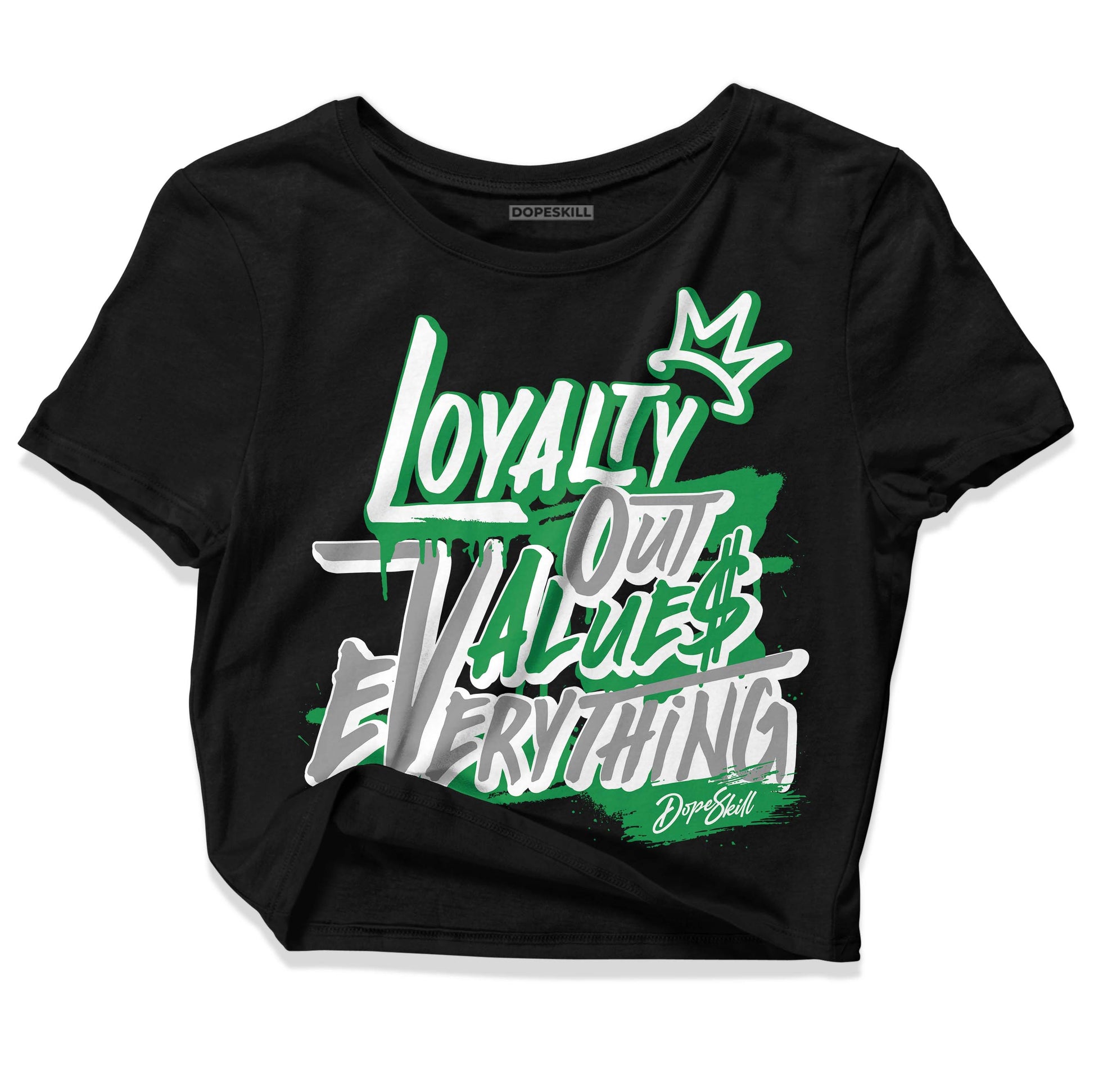 Jordan 3 WMNS “Lucky Green” DopeSkill Women's Crop Top LOVE Graphic Streetwear - Black