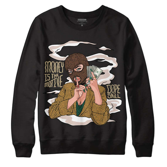 Safari Dunk Low DopeSkill Sweatshirt Money Is The Motive Graphic - Black