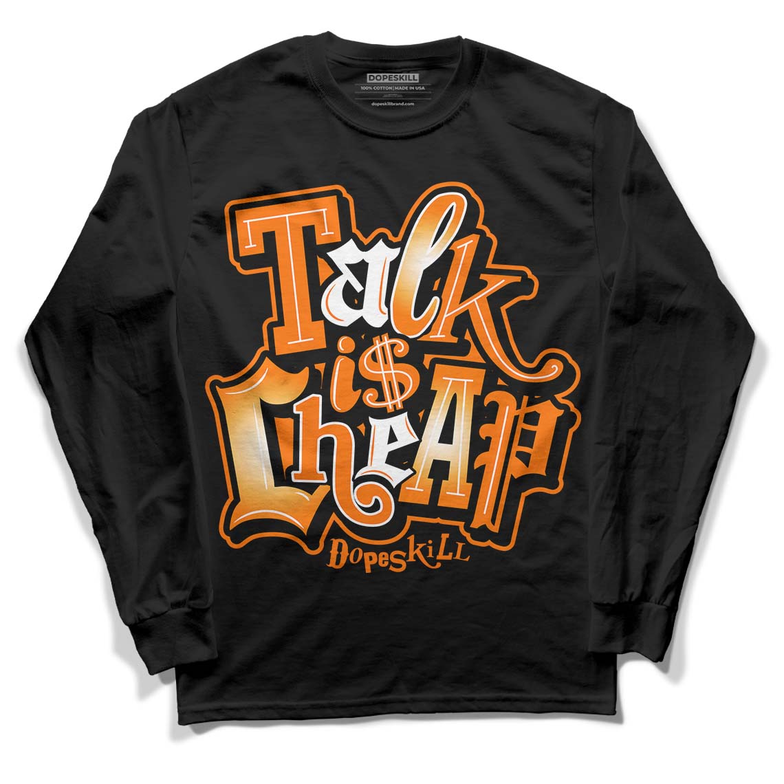 Wmns Dunk Low 'Magma Orange DopeSkill Long Sleeve T-Shirt Talk Is Chip Graphic Streetwear - Black