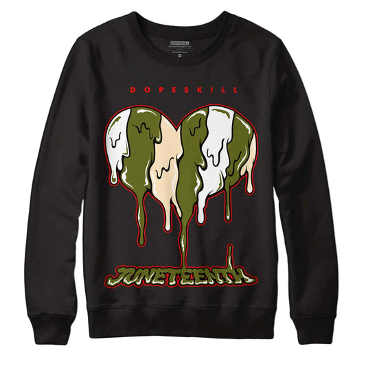 Travis Scott x Jordan 1 Low OG “Olive” DopeSkill Sweatshirt Juneteenth Heart Graphic Streetwear - Black