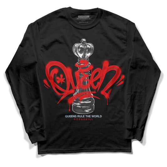 Jordan 11 Retro Cherry DopeSkill Long Sleeve T-Shirt Queen Chess Graphic Streetwear - Black
