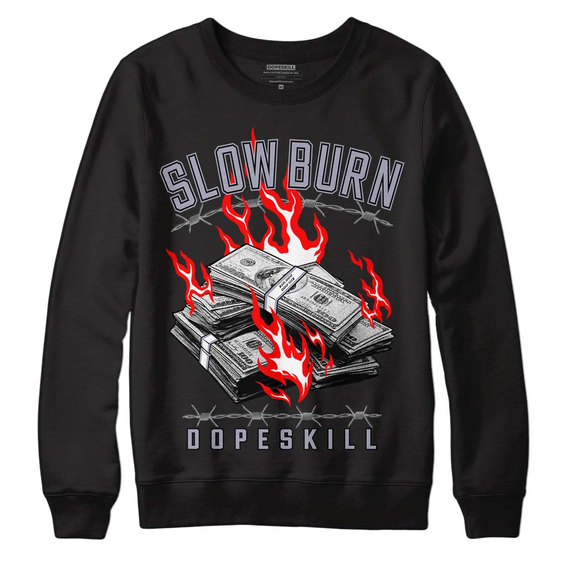 Jordan 13 Retro 'Black Flint' DopeSkill Sweatshirt Slow Burn Graphic Streetwear - Black