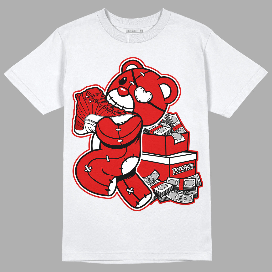 Jordan 12 Retro ‘Gym Red’  DopeSkill T-Shirt Bear Steals Sneaker Graphic Streetwear - White