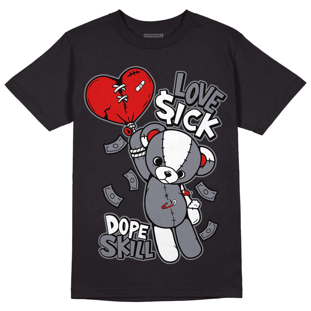 Fire Red 9s DopeSkill T-Shirt Love Sick Graphic - Black 