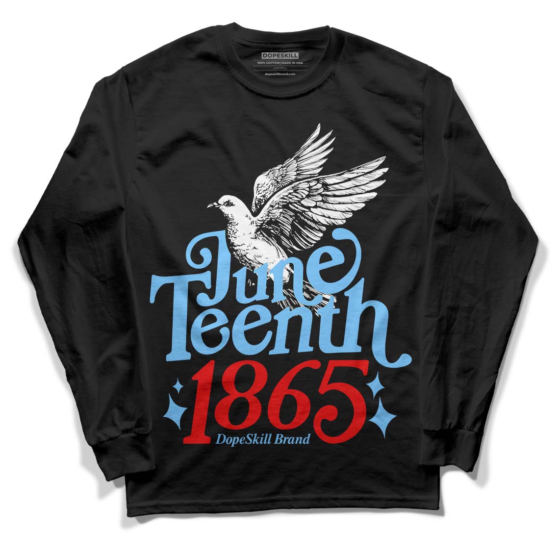 Travis Scott x Jordan 4 Retro 'Cactus Jack' DopeSkill Long Sleeve T-Shirt Juneteenth 1865 Graphic Streetwear - Black