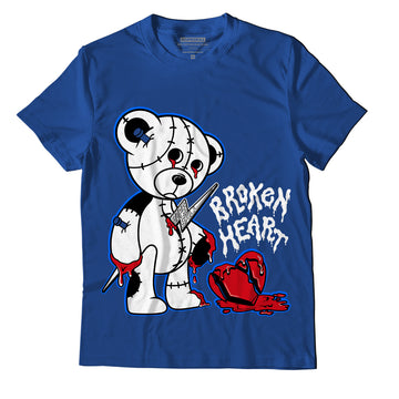 Jordan 13 Brave Blue DopeSkill Navy T-shirt Broken Heart Graphic
