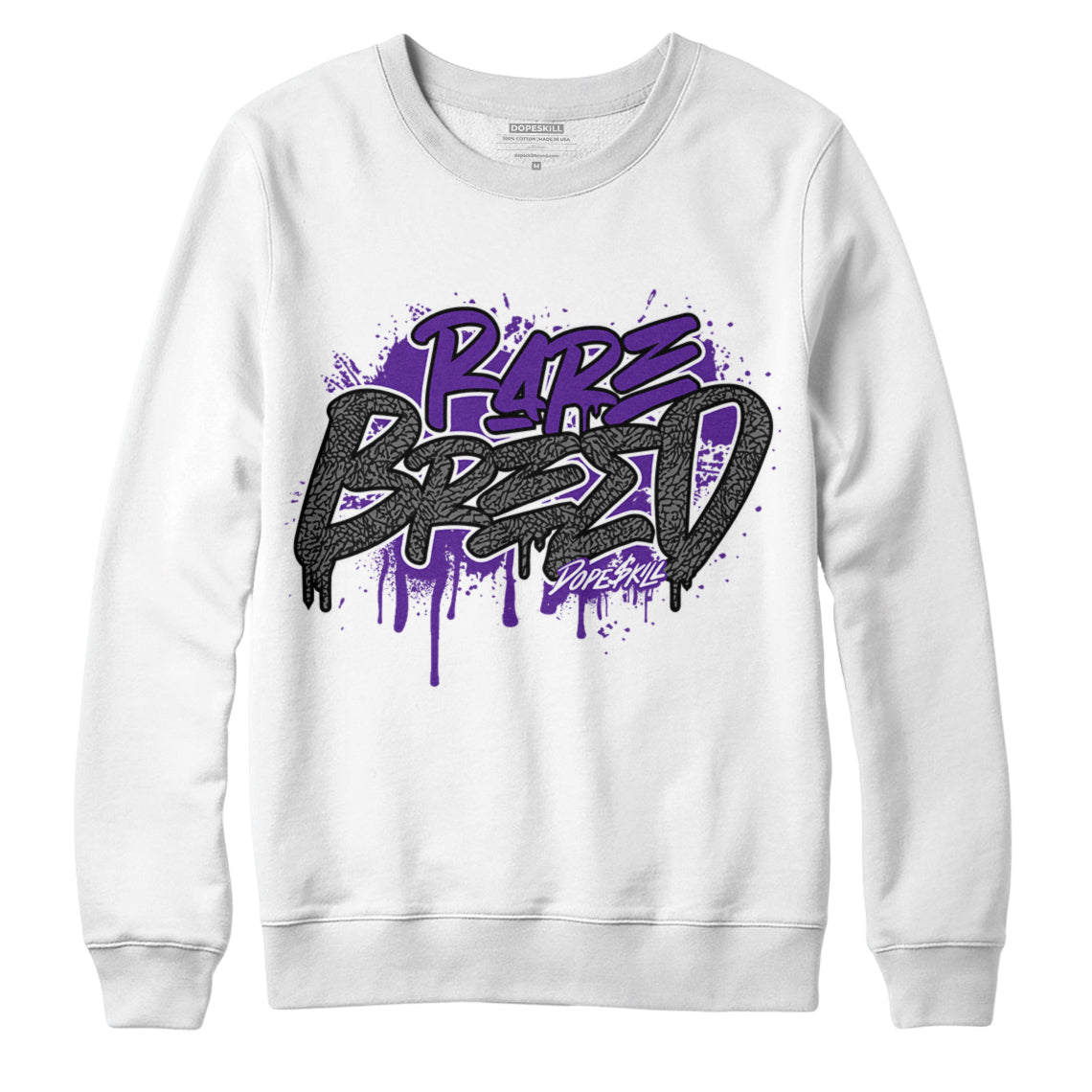 Jordan 3 Dark Iris DopeSkill Sweatshirt Rare Breed Graphic - White 