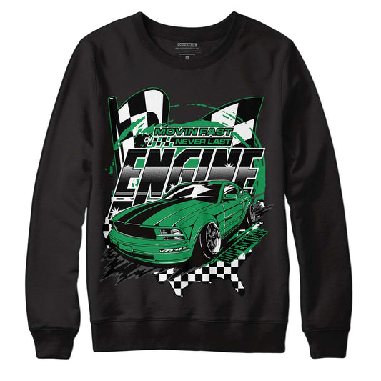 Jordan 1 Low Lucky Green DopeSkill Sweatshirt ENGINE Tshirt Graphic Streetwear - Black