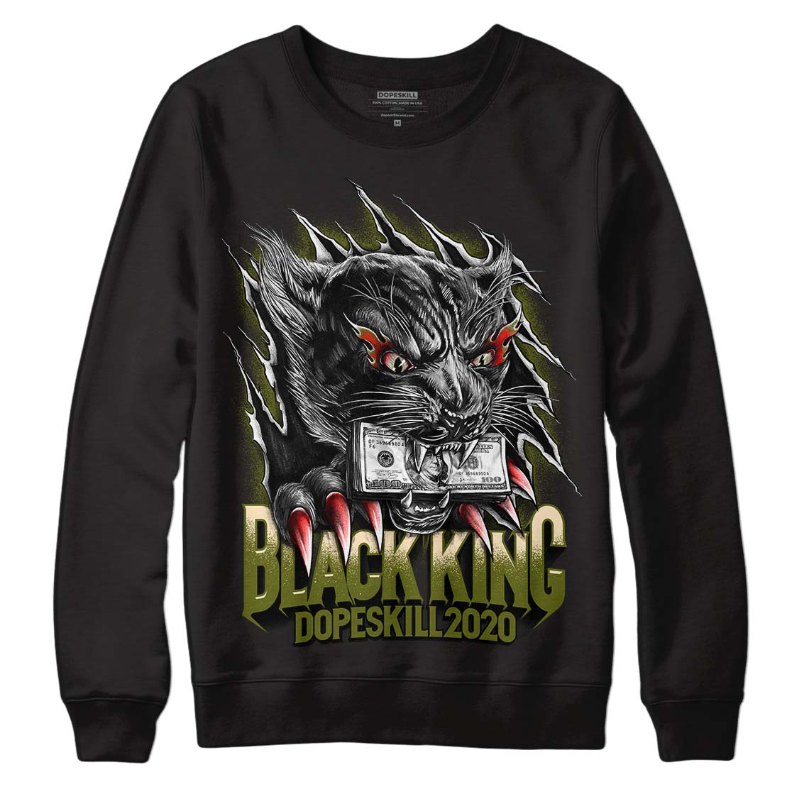 Travis Scott x Jordan 1 Low OG “Olive” DopeSkill Sweatshirt Black King Graphic Streetwear - Black