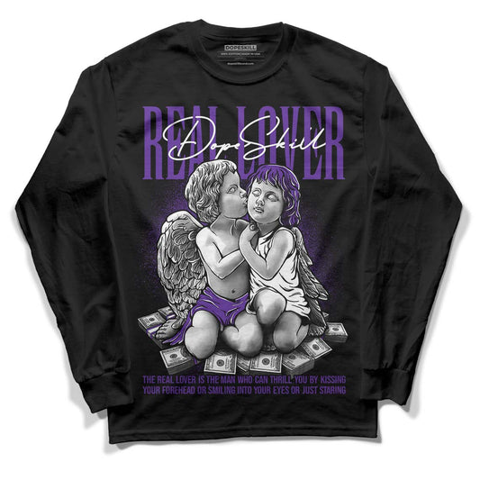 PURPLE Collection DopeSkill Long Sleeve T-Shirt Real Lover Graphic - Black 