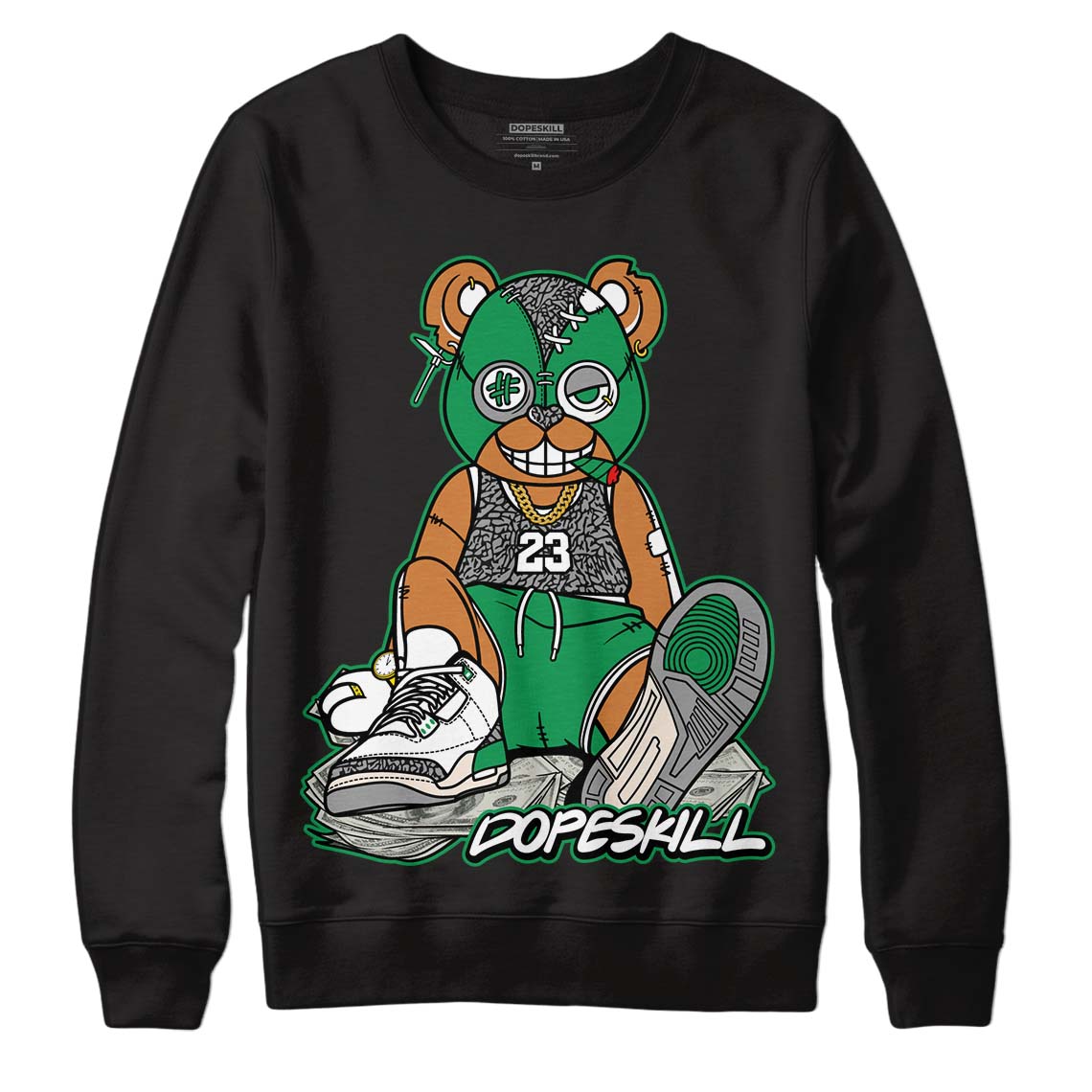 Jordan 3 WMNS “Lucky Green” DopeSkill Sweatshirt Greatest Graphic Streetwear - Black