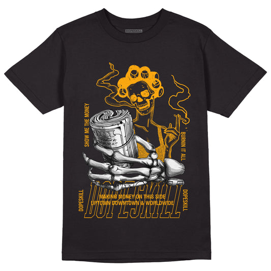 Taxi Yellow Toe 1s DopeSkill T-Shirt Show Me The Money Graphic - Black 