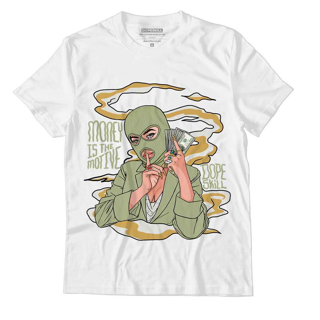 Jordan 5 Jade Horizon DopeSkill T-Shirt Money Is The Motive Graphic - White 