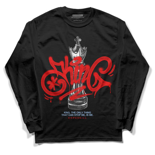 Jordan 11 Retro Cherry DopeSkill Long Sleeve T-Shirt King Chess Graphic Streetwear - Black