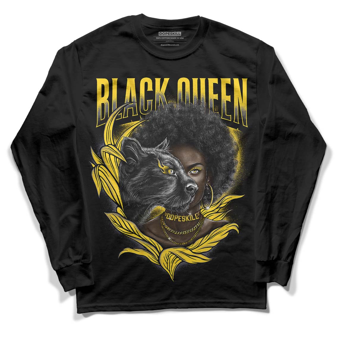 Lightning 4s DopeSkill Long Sleeve T-Shirt New Black Queen Graphic - Black 