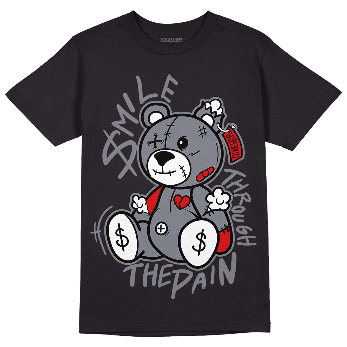 Fire Red 9s DopeSkill T-Shirt BEAN Graphic - Black