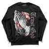 Fire Red 9s DopeSkill Long Sleeve T-Shirt Trust God Graphic - Black 