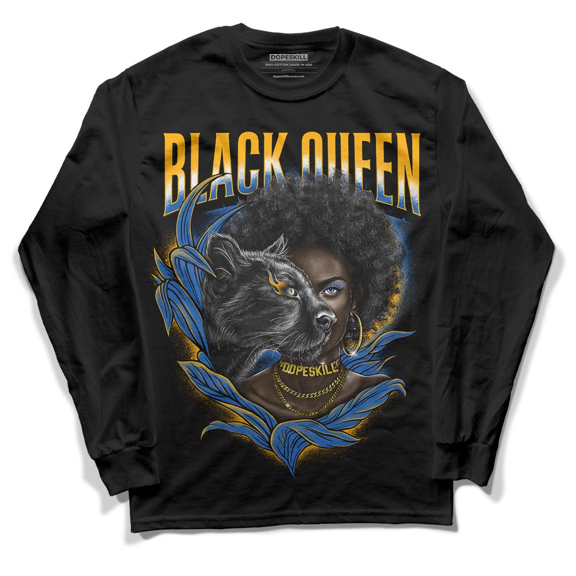 Dunk Blue Jay and University Gold DopeSkill Long Sleeve T-Shirt New Black Queen Graphic Streetwear - Black 