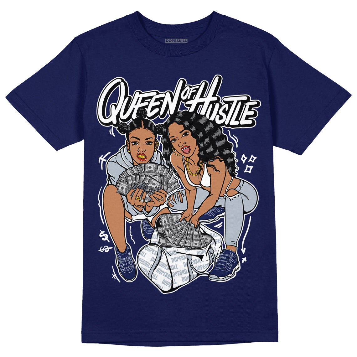 Midnight Navy 11s DopeSkill T-shirt Queen Of Hustle Graphic