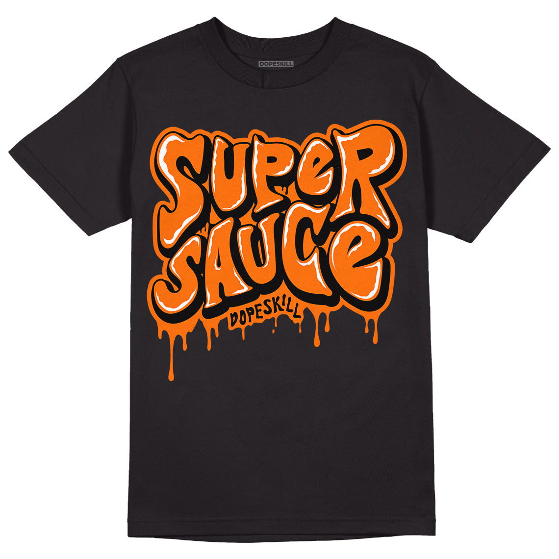 Orange Black White DopeSkill T-Shirt Super Sauce Graphic - Black