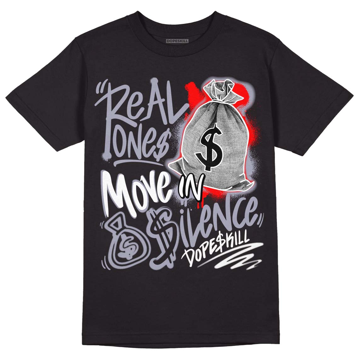 Jordan 13 Retro 'Black Flint' DopeSkill T-Shirt Real Ones Move In Silence Graphic Streetwear - Black