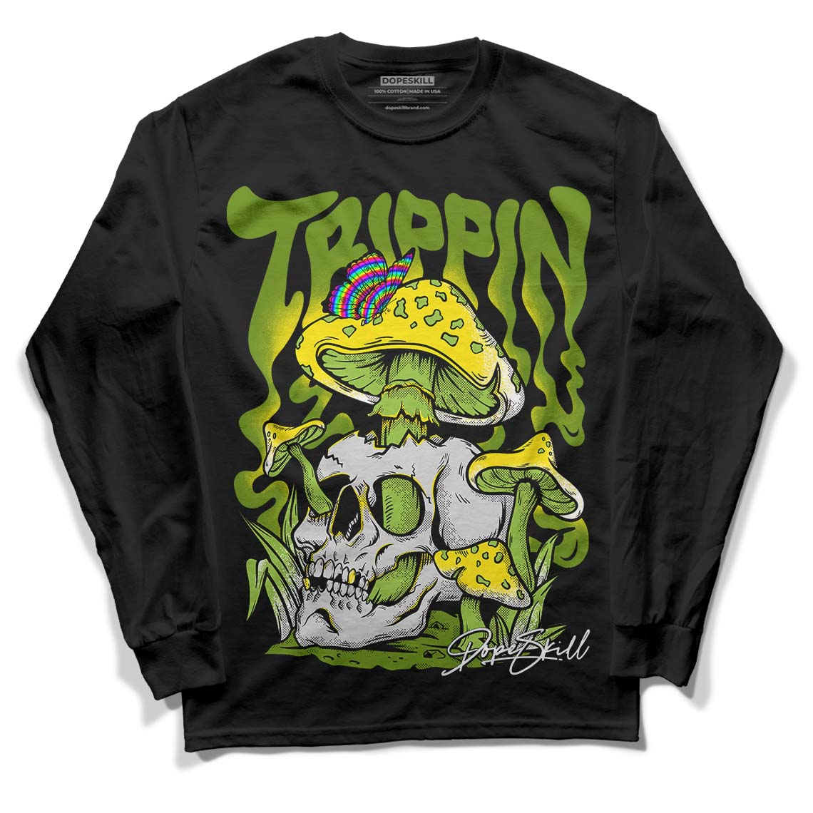 Dunk Low 'Chlorophyll' DopeSkill Long Sleeve T-Shirt Trippin Graphic - Black 