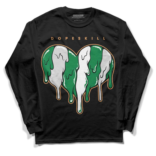 Nike SB x Jordan 4 “Pine Green” DopeSkill Long Sleeve T-Shirt Slime Drip Heart Graphic Streetwear - Black