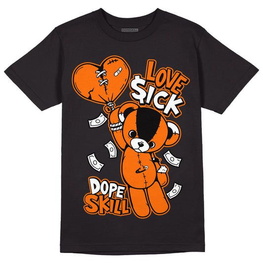 Orange Black White DopeSkill T-Shirt Love Sick Graphic - Black