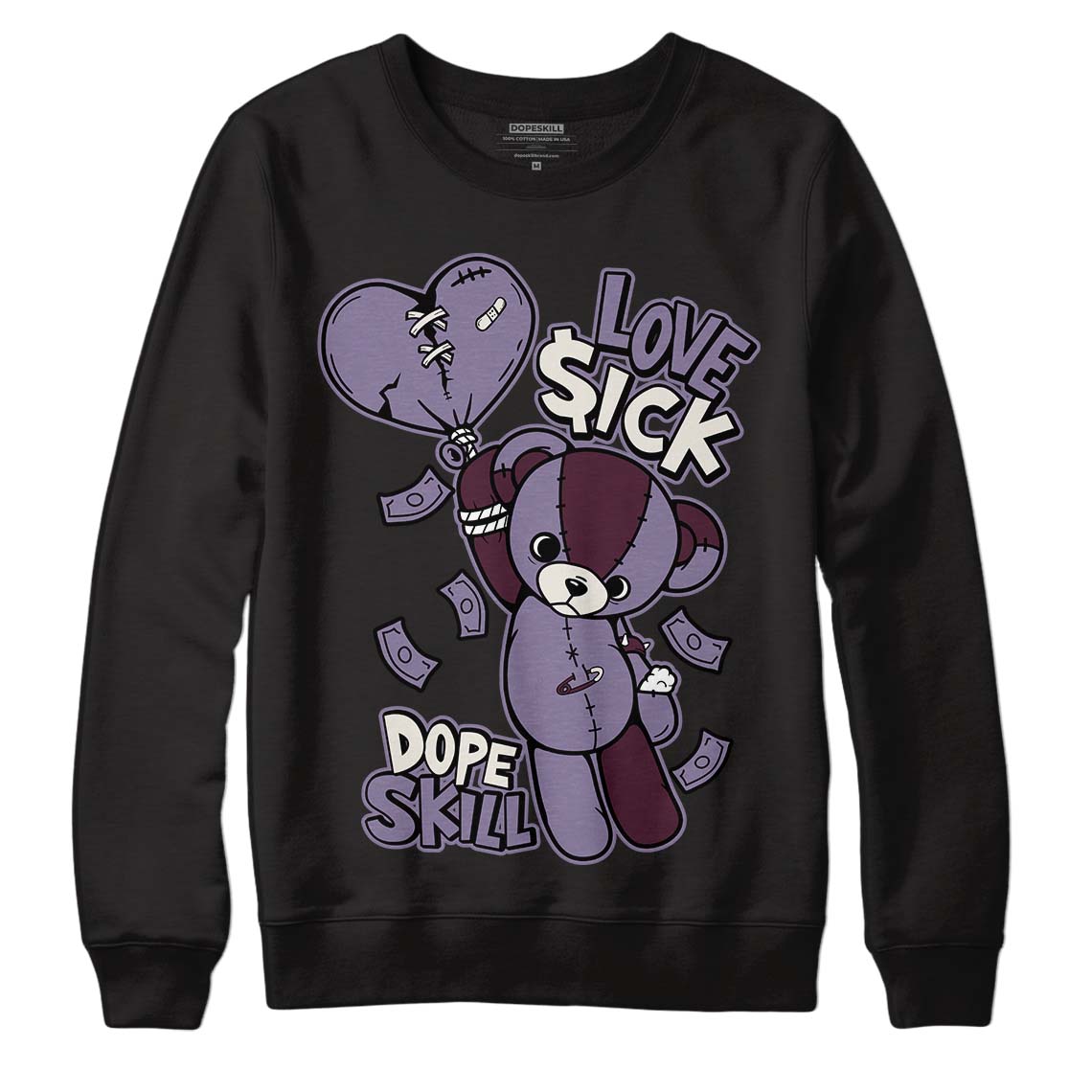 A Ma Maniére x Jordan 4 Retro ‘Violet Ore’  DopeSkill Sweatshirt Love Sick Graphic Streetwear - Black 