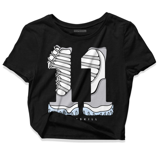 Jordan 11 Retro Low Cement Grey DopeSkill Women's Crop Top No.11 Graphic Streetwear - Black