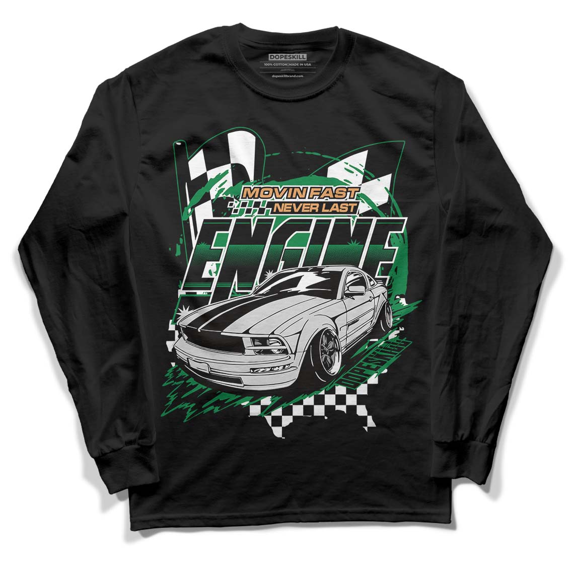 Nike SB x Jordan 4 “Pine Green” DopeSkill Long Sleeve T-Shirt ENGINE Tshirt Graphic Streetwear - Black