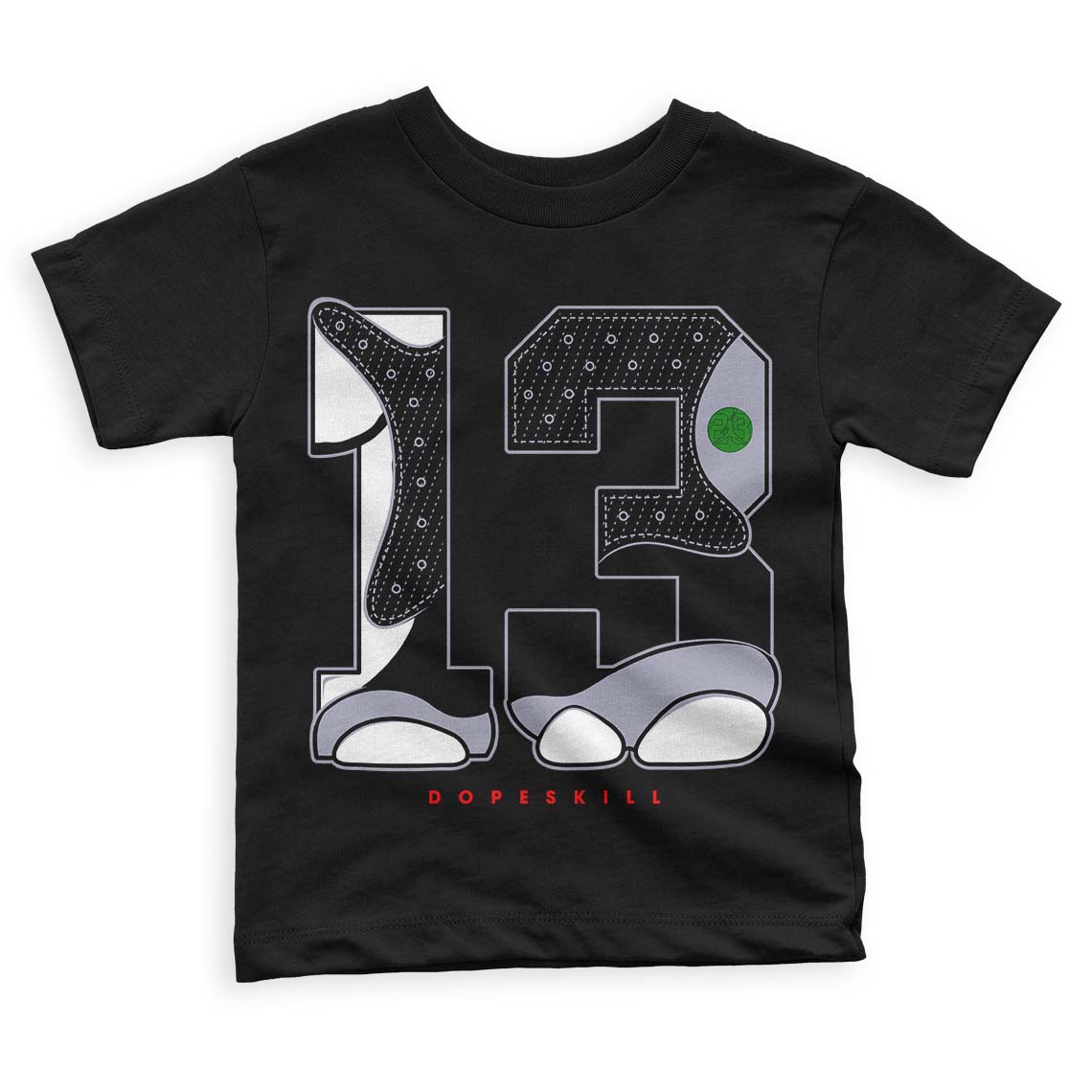 Jordan 13 Retro 'Black Flint' DopeSkill Toddler Kids T-shirt No.13 Graphic Streetwear - Black