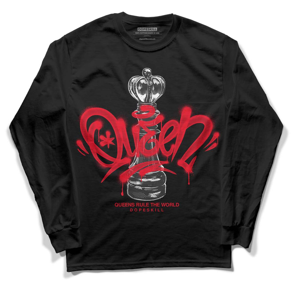 Jordan 4 Red Thunder DopeSkill Long Sleeve T-Shirt Queen Chess Graphic Streetwear - Black