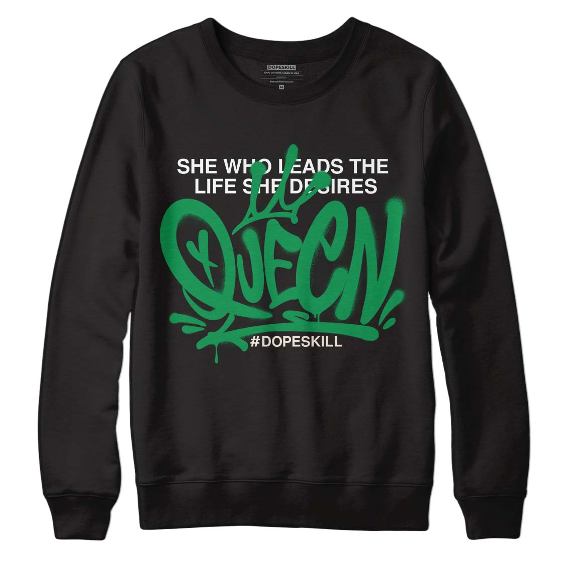 Jordan 2 Retro Lucky Green DopeSkill Sweatshirt Queen Graphic Streetwear - Black 