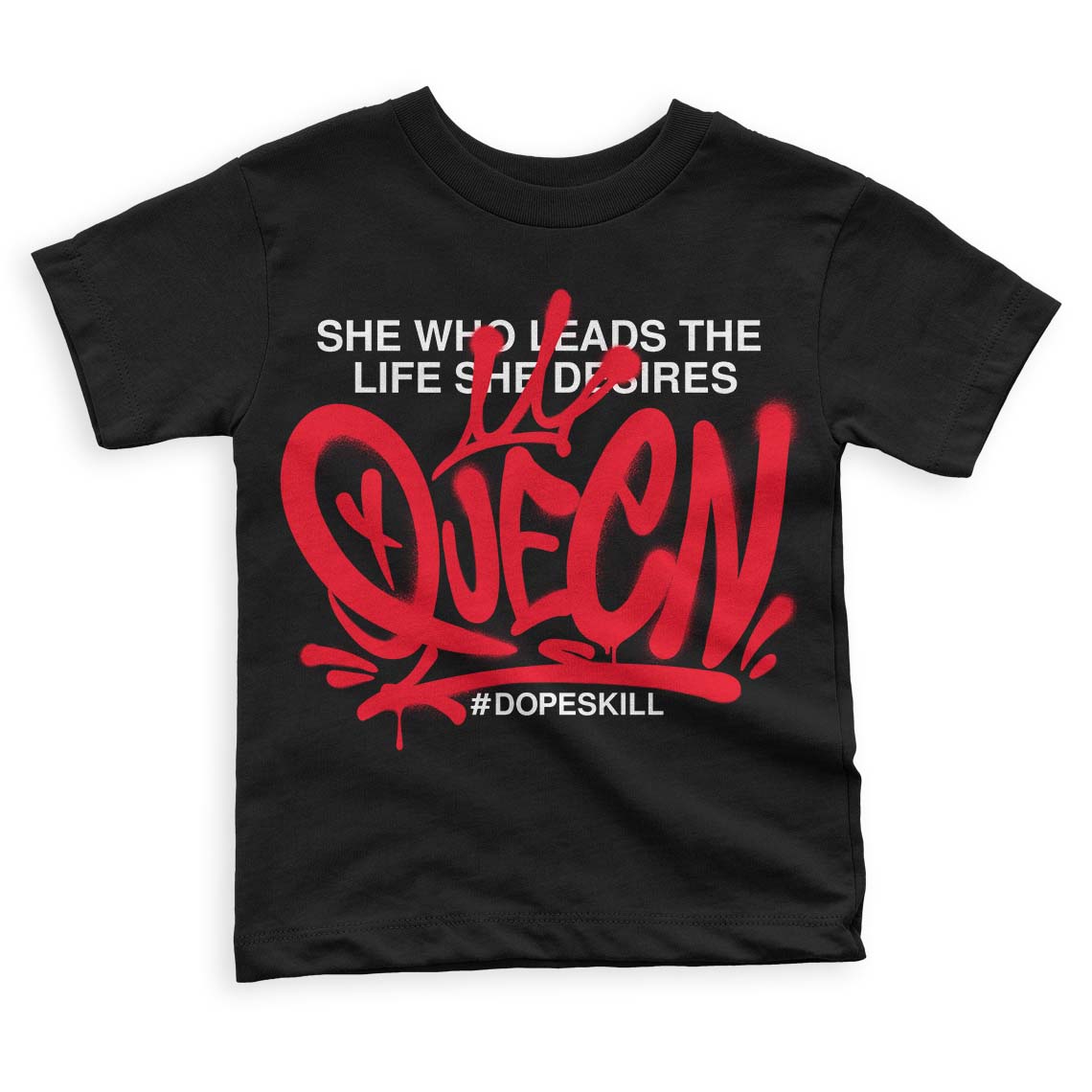 Red Thunder 4s DopeSkill Toddler Kids T-shirt Queen Graphic - Black