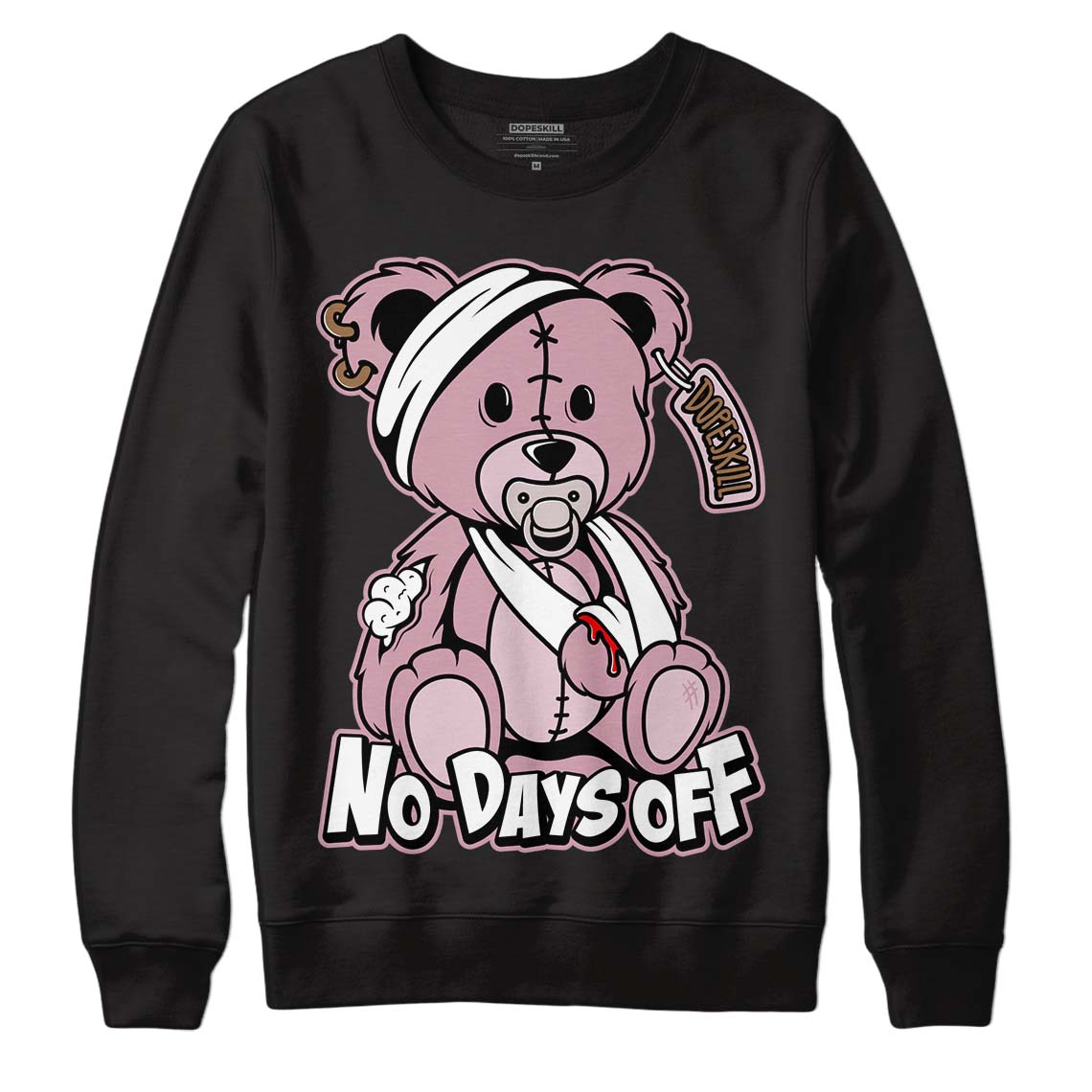 Dunk Low Teddy Bear Pink DopeSkill Sweatshirt Hurt Bear Graphic - Black 