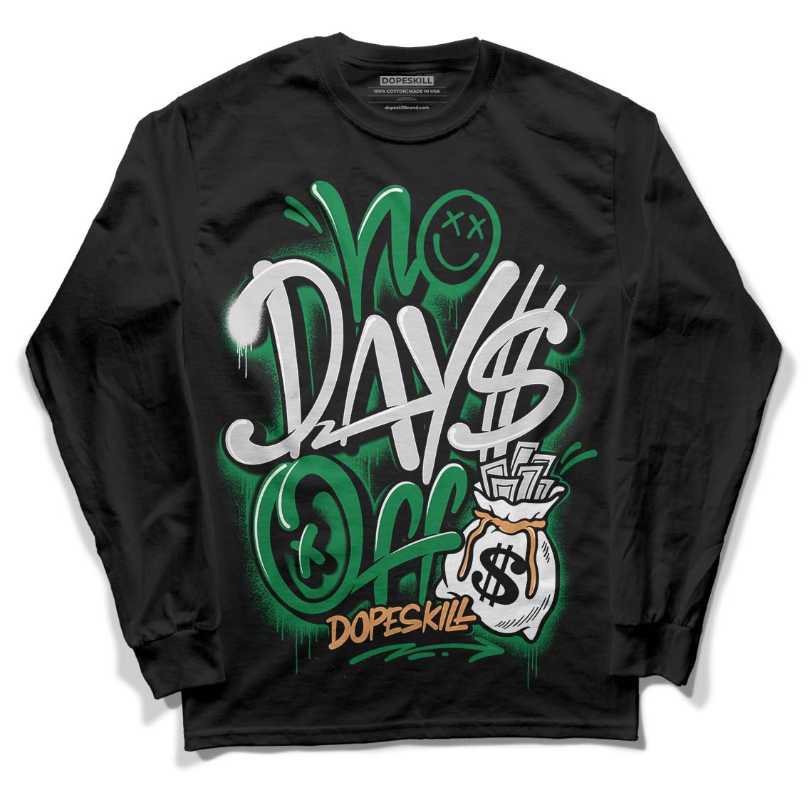 Nike SB x Jordan 4 “Pine Green” DopeSkill Long Sleeve T-Shirt No Days Off Graphic Streetwear - Black