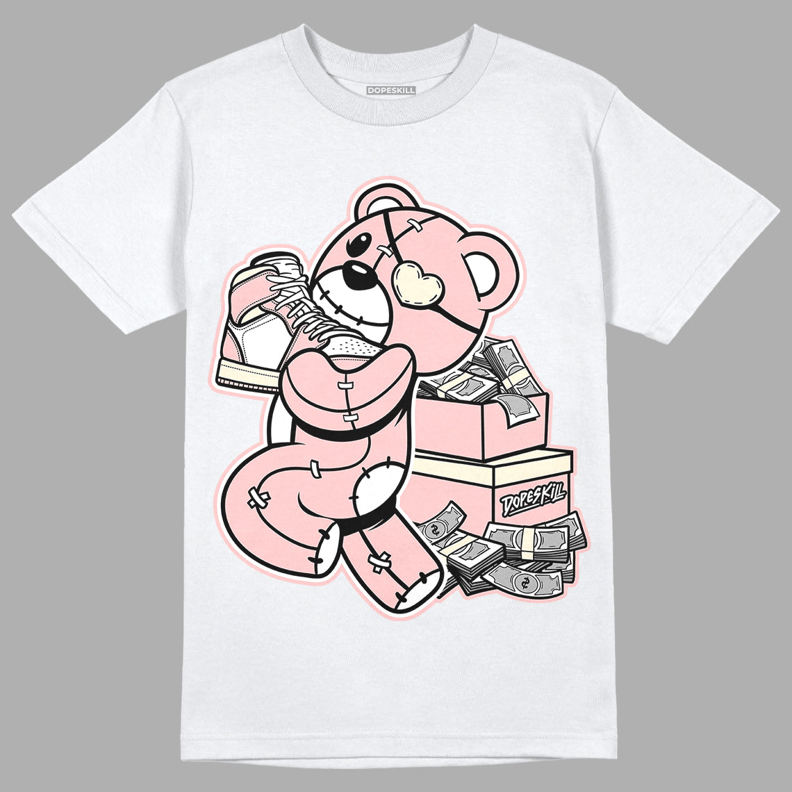 Jordan 1 High OG WMNS Washed Pink DopeSkill T-Shirt Bear Steals Sneaker Graphic Streetwear - White