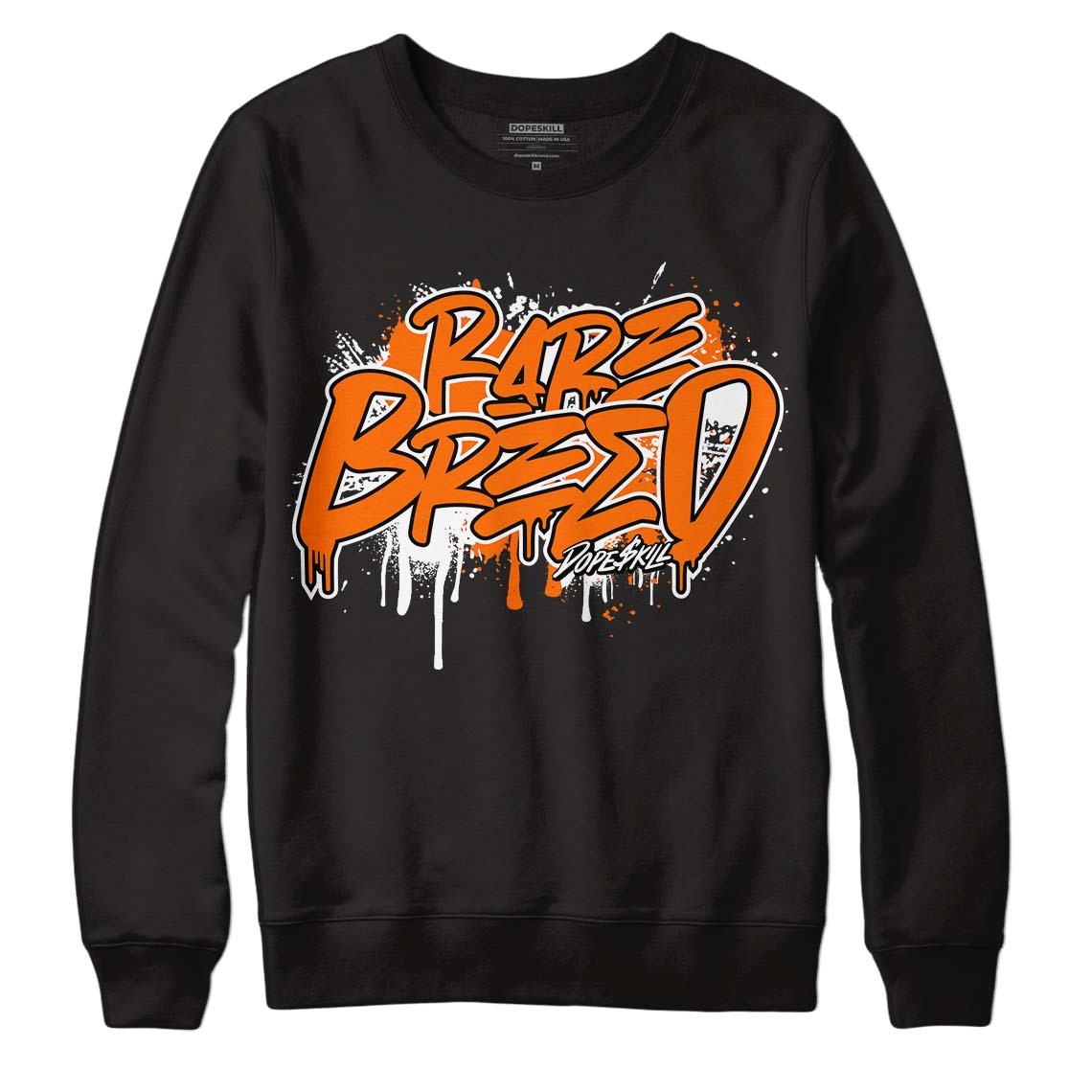 Orange Black White DopeSkill Sweatshirt Rare Breed Graphic - Black