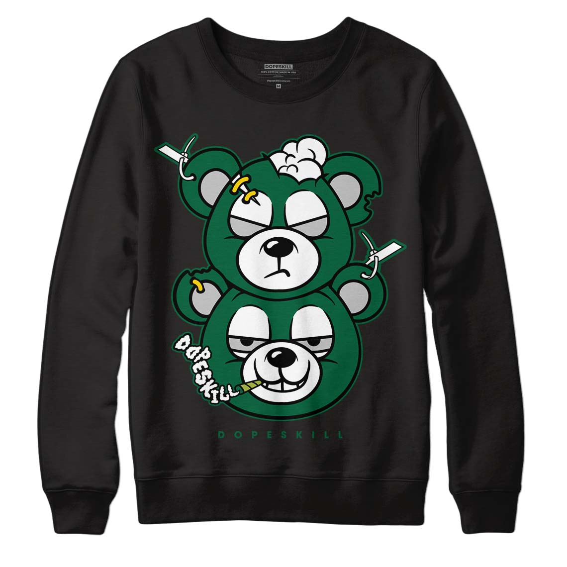 Gorge Green 1s DopeSkill Sweatshirt New Double Bear Graphic - Black