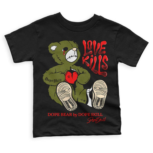 Travis Scott x Jordan 1 Low OG “Olive” DopeSkill Toddler Kids T-shirt Love Kills Graphic Streetwear - Black