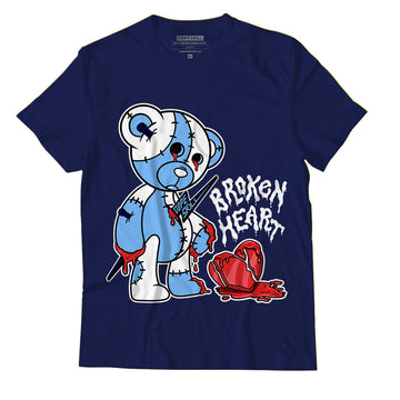 AJ 6 University Blue DopeSkill College Navy T-Shirt Broken Heart Graphic