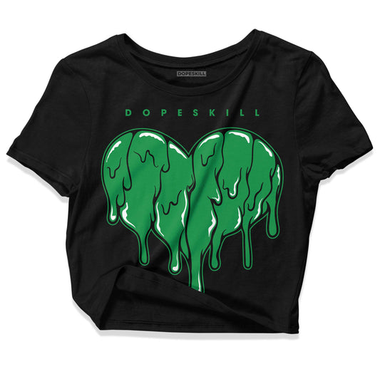 Jordan 1 Low Lucky Green DopeSkill Women's Crop Top Slime Drip Heart Graphic Streetwear - Black