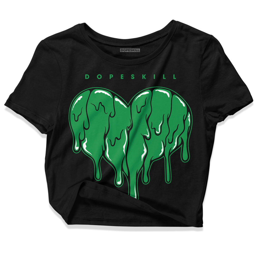 Jordan 1 Low Lucky Green DopeSkill Women's Crop Top Slime Drip Heart Graphic Streetwear - Black