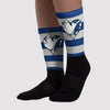 Horizontal Stripes Sublimated Socks Match AJ 13 French Blue